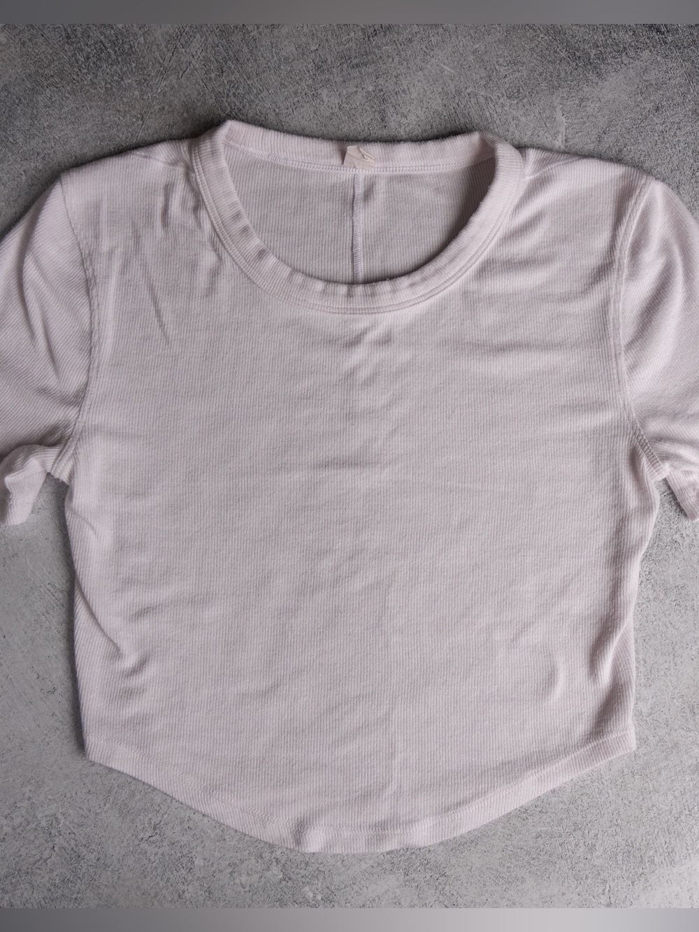 Lululemon White Ribbed Cropped Tee Size 2